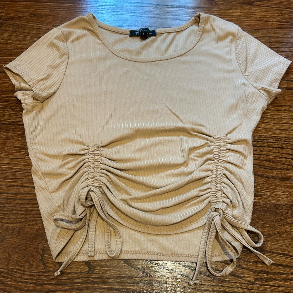 Women's Beige Ruched Top